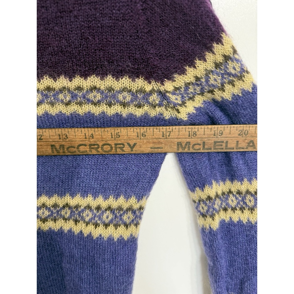 French Connection Vtg Women's Cardigan Mohair Sweater Purple sequins L Fair Isle - Picture 5 of 7